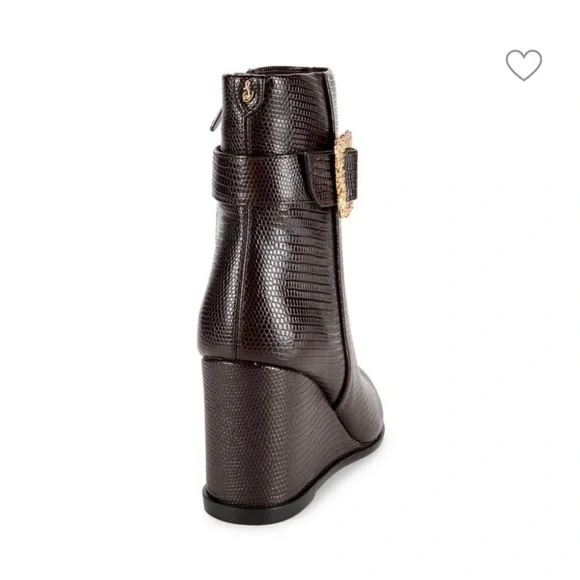 Sam Edelman Brown Gold Textured Ankle Boots